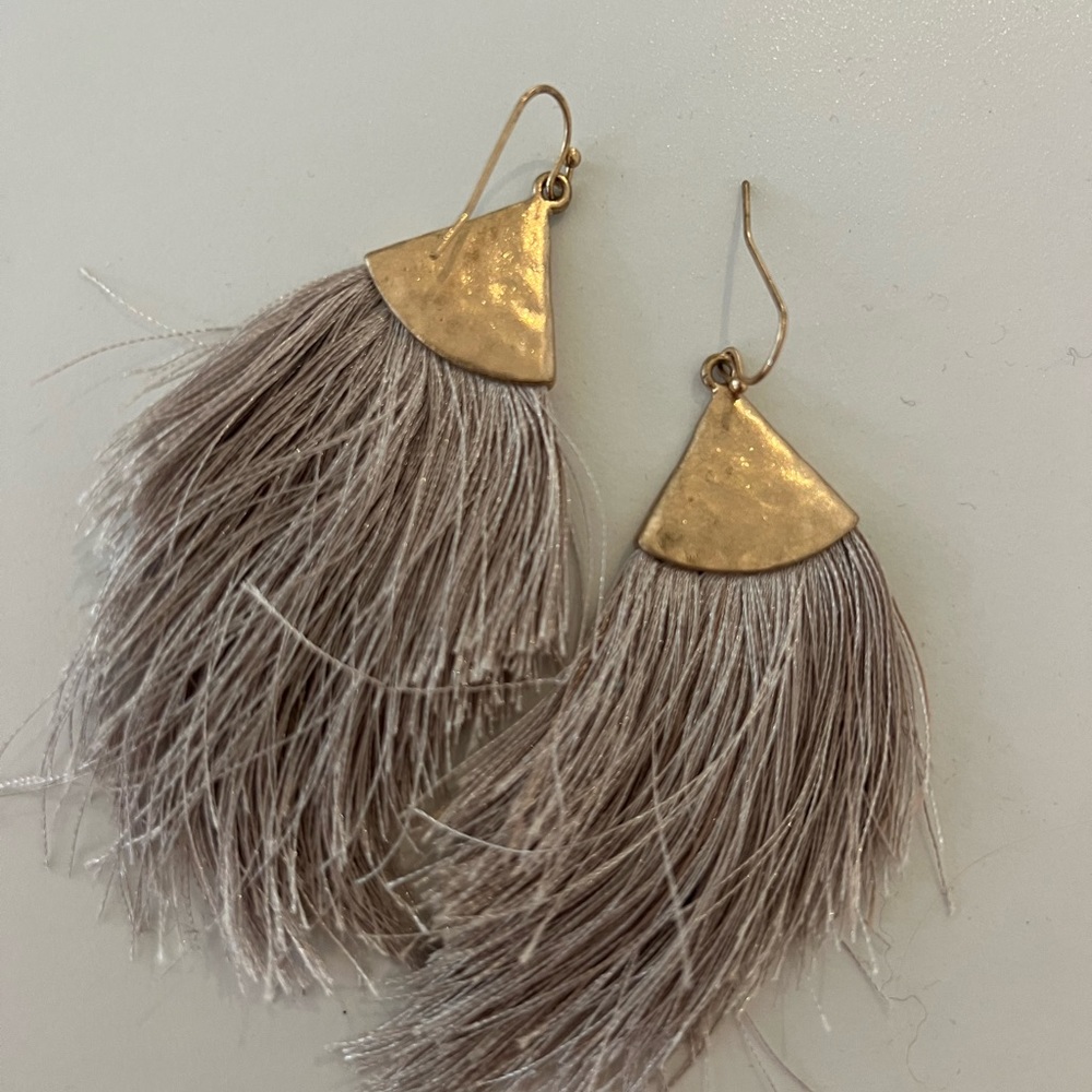 gold & silver feather statement earring